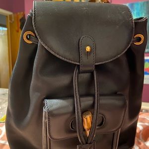 Gucci Bamboo Handle Backpack-Midnight Blue